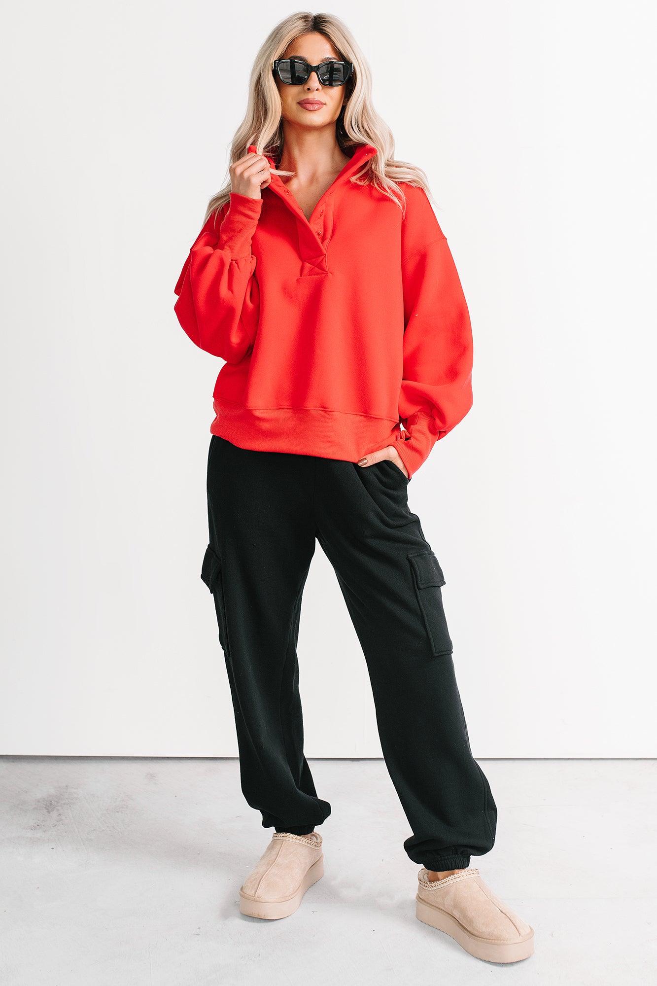 Practicing Patience Fleece Cargo Joggers (Black) - NanaMacs