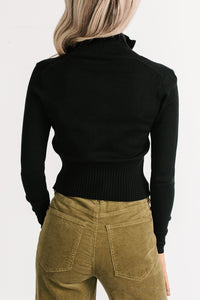 Preferred Taste Mock Neck Zip-Up Sweater (Black) - NanaMacs