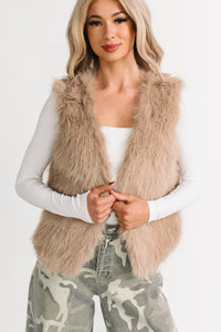 Passion & Desire Faux Fur Vest (Taupe) - NanaMacs