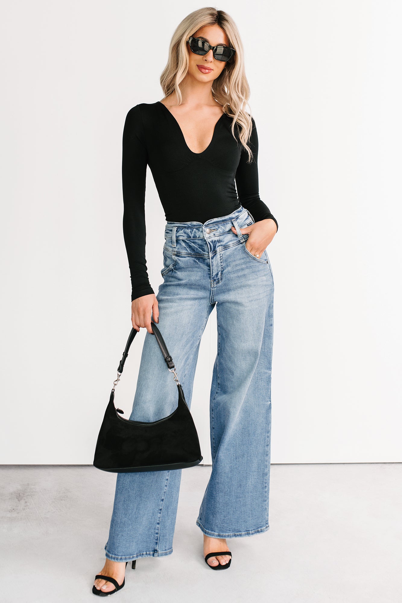 Kelvin Double Waist Wide Leg Cello Jeans (Medium) - NanaMacs