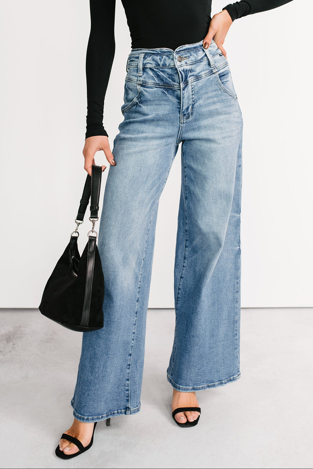 Kelvin Double Waist Wide Leg Cello Jeans (Medium) - NanaMacs