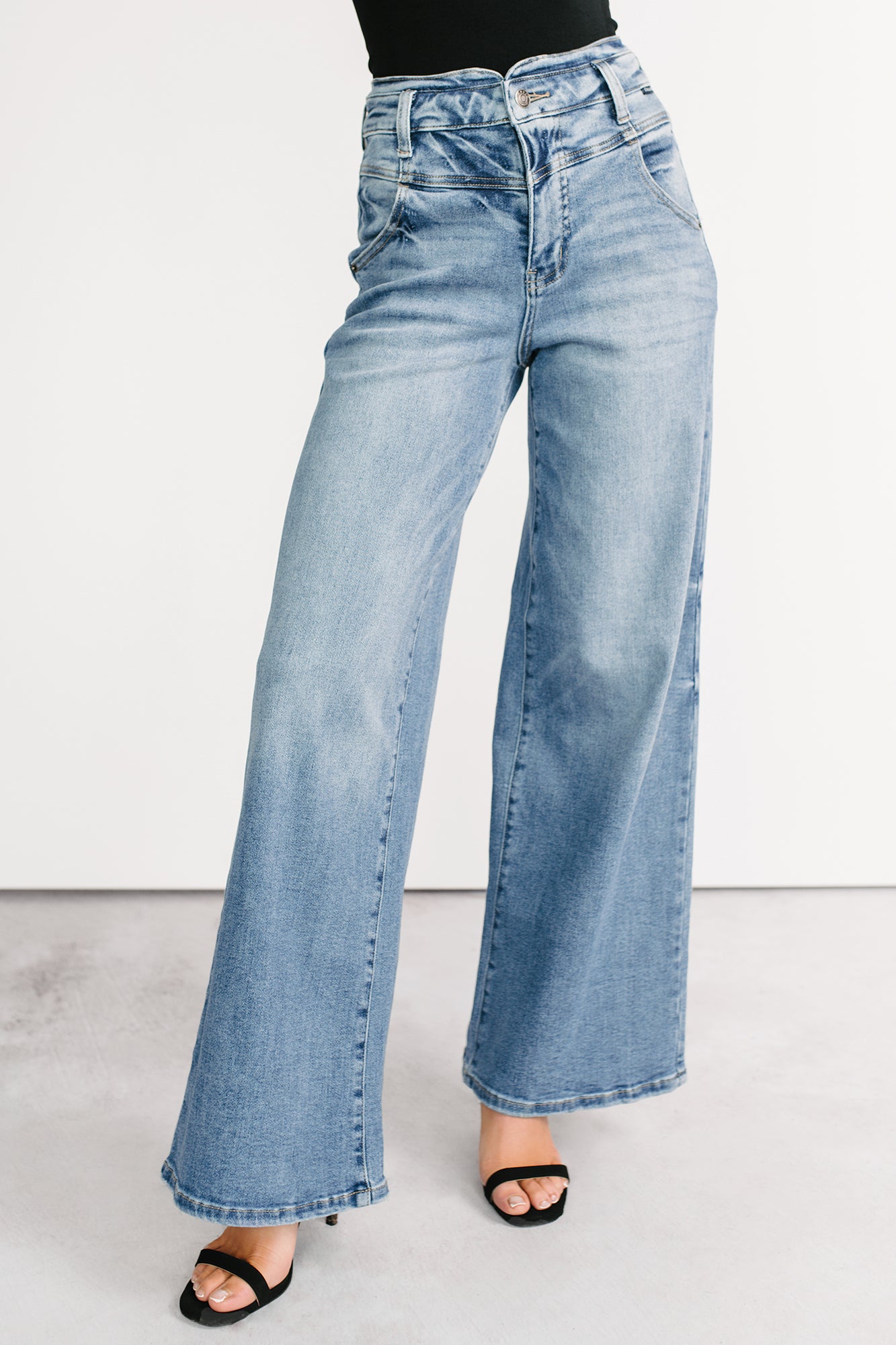 Kelvin Double Waist Wide Leg Cello Jeans (Medium) - NanaMacs