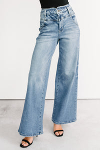 Kelvin Double Waist Wide Leg Cello Jeans (Medium) - NanaMacs