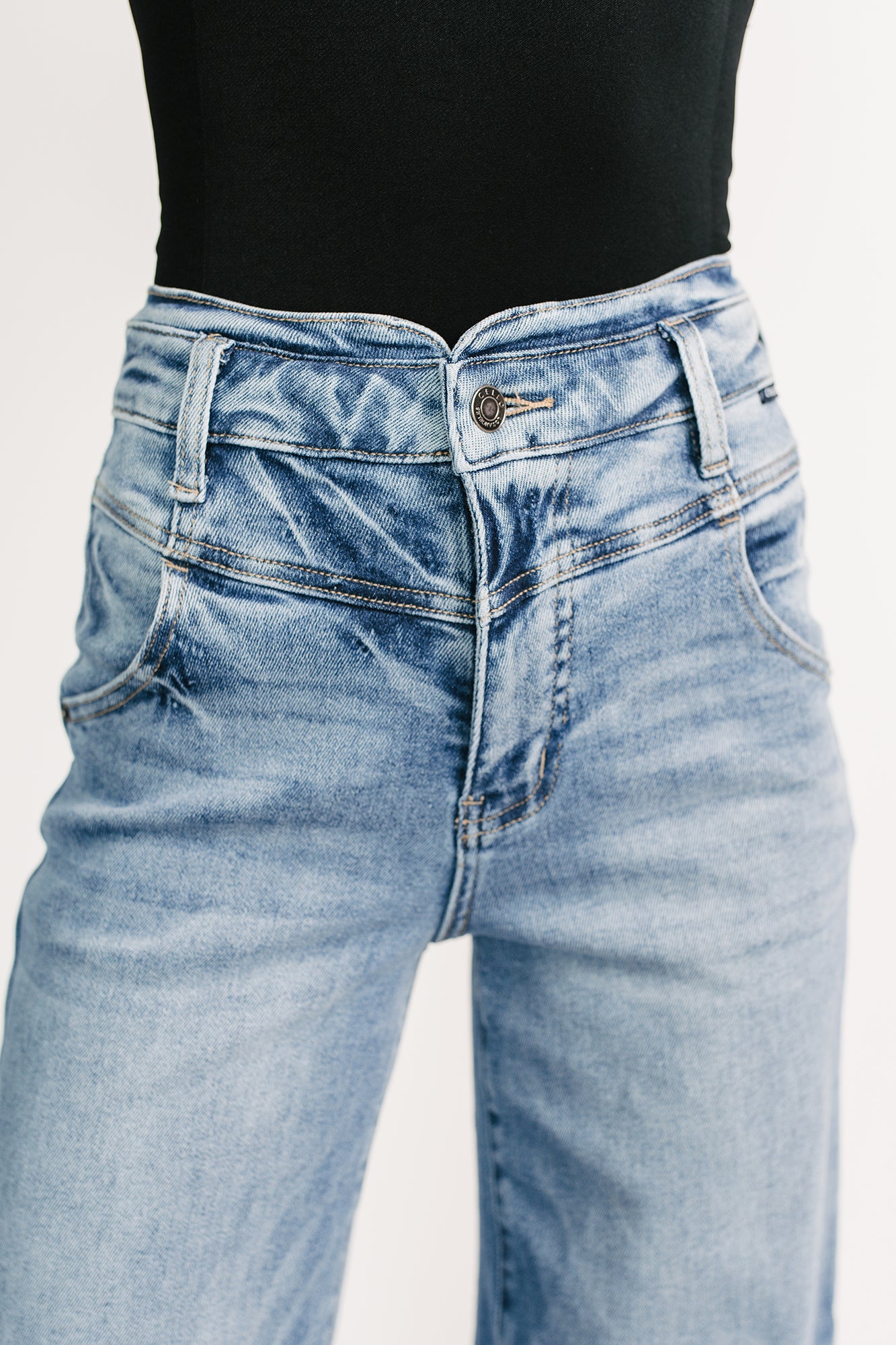 Kelvin Double Waist Wide Leg Cello Jeans (Medium) - NanaMacs