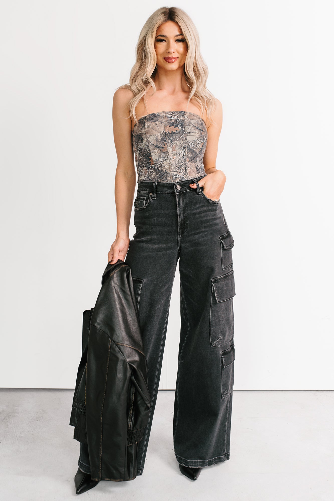 Cabin Moments Strapless Corset Top (Camo) - NanaMacs