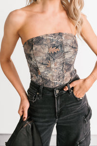 Cabin Moments Strapless Corset Top (Camo) - NanaMacs