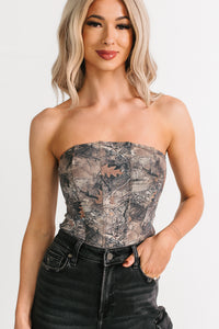 Cabin Moments Strapless Corset Top (Camo) - NanaMacs