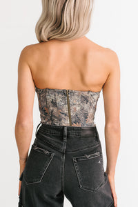 Cabin Moments Strapless Corset Top (Camo) - NanaMacs