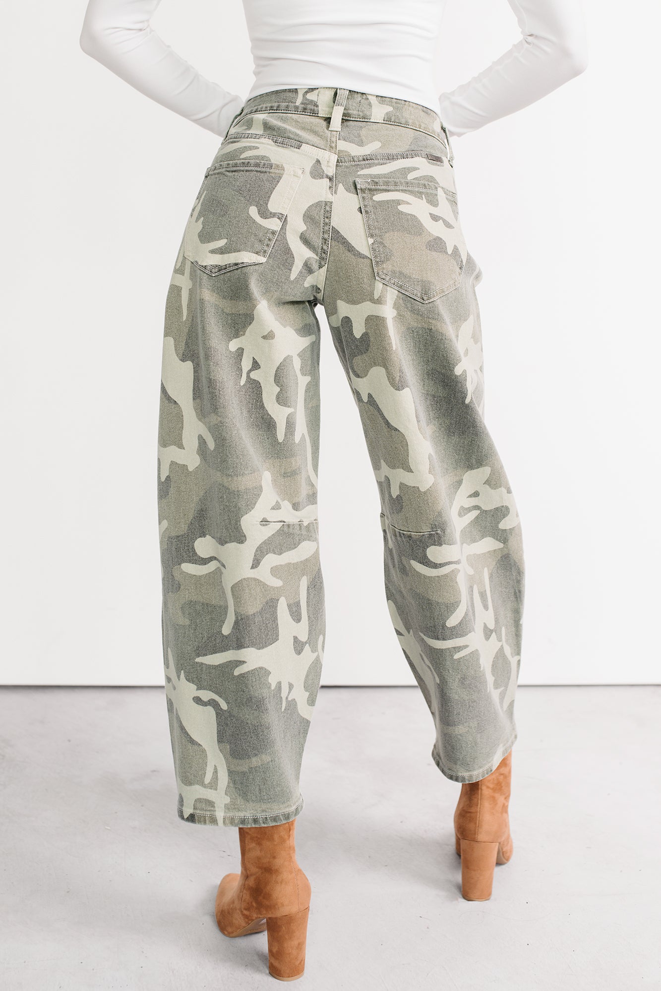Zane High Rise Printed Barrel Kancan Jeans (Camo) · NanaMacs