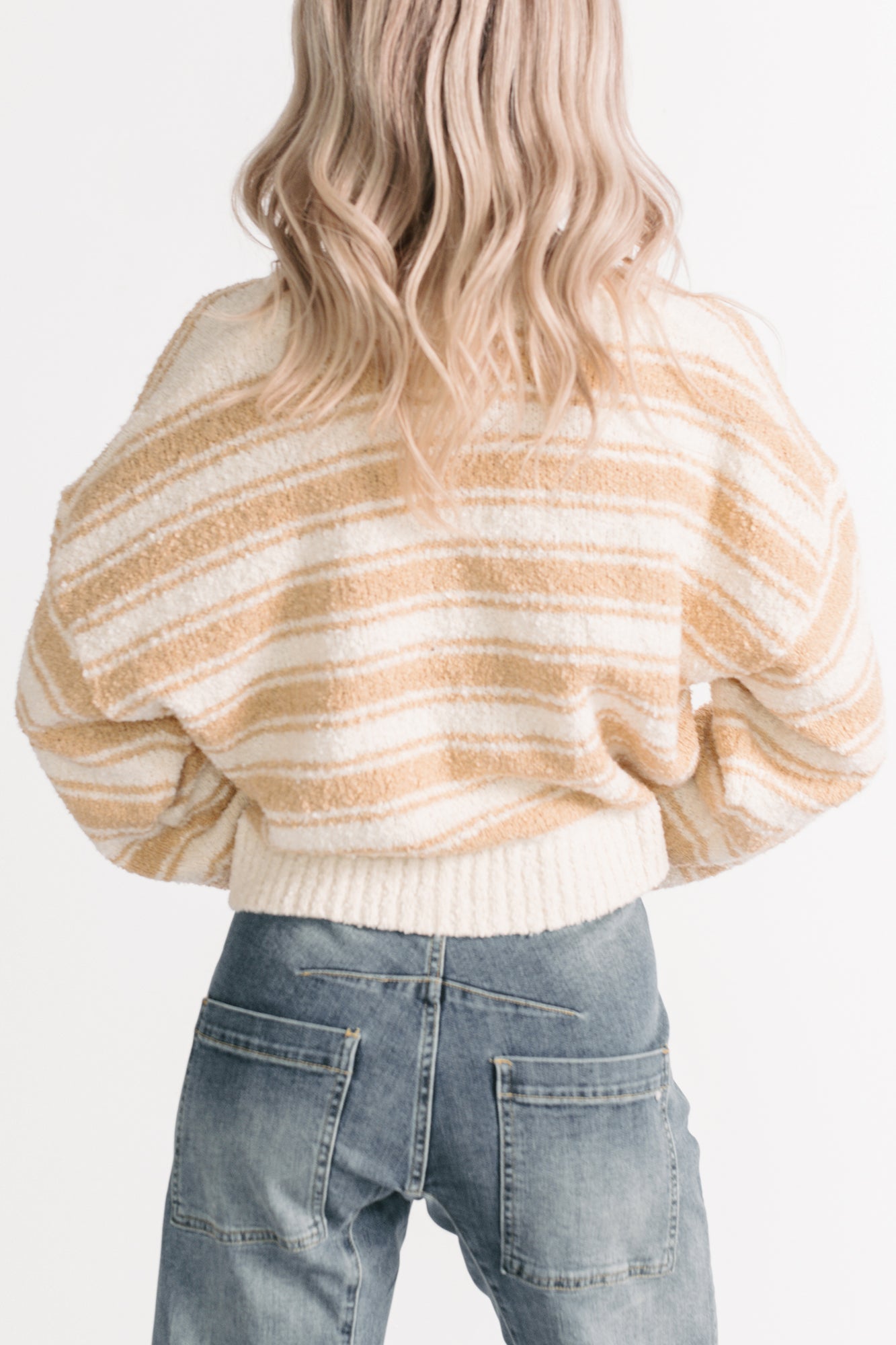 Off The Clock Stripe Knit Sweater (Taupe/Off-White) · NanaMacs