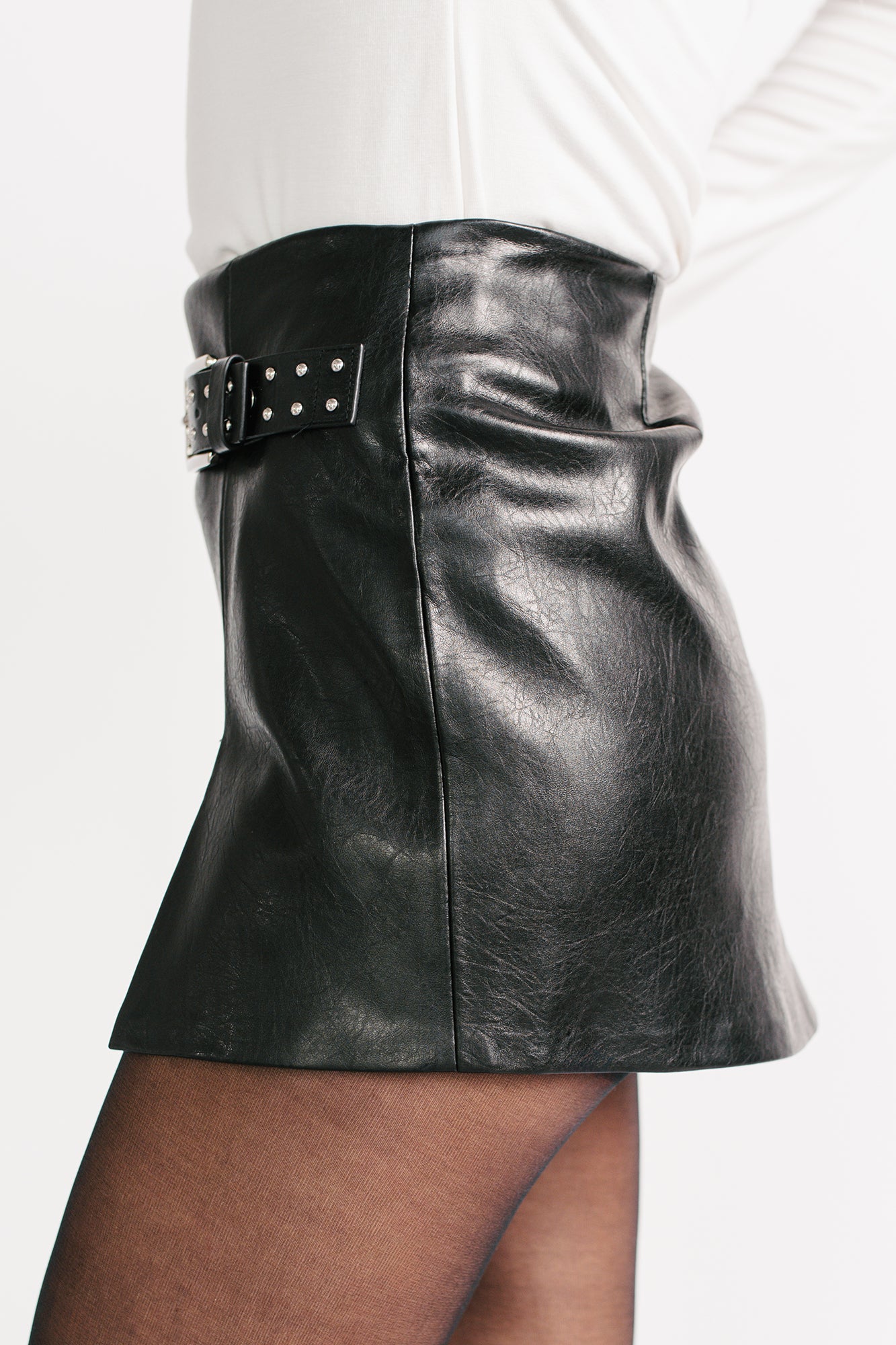 Her Momentum Faux Leather Mini Skirt (Black) - NanaMacs