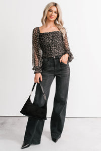 Louis High Rise Flare Hidden Jeans (Charcoal) - NanaMacs