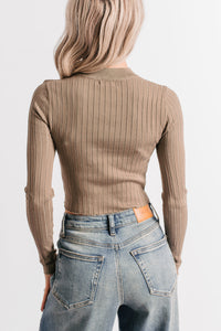 Softly Yours Ribbed Knit Crop Top (Dark Sage) - NanaMacs
