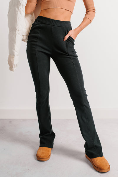 Daily Rituals Ribbed High Rise Flare Leggings (Black) - NanaMacs