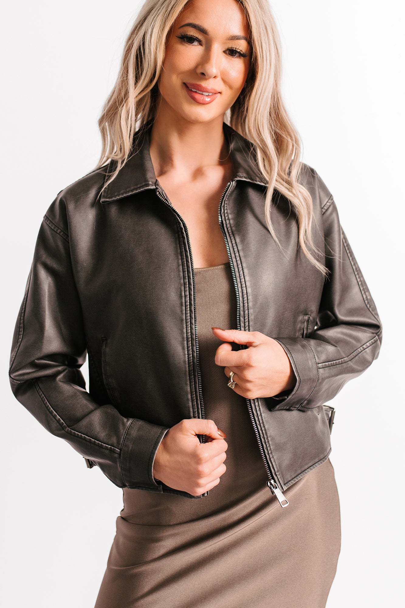 Sweet Trouble Faux Leather Zip-Up Jacket (Black) · NanaMacs