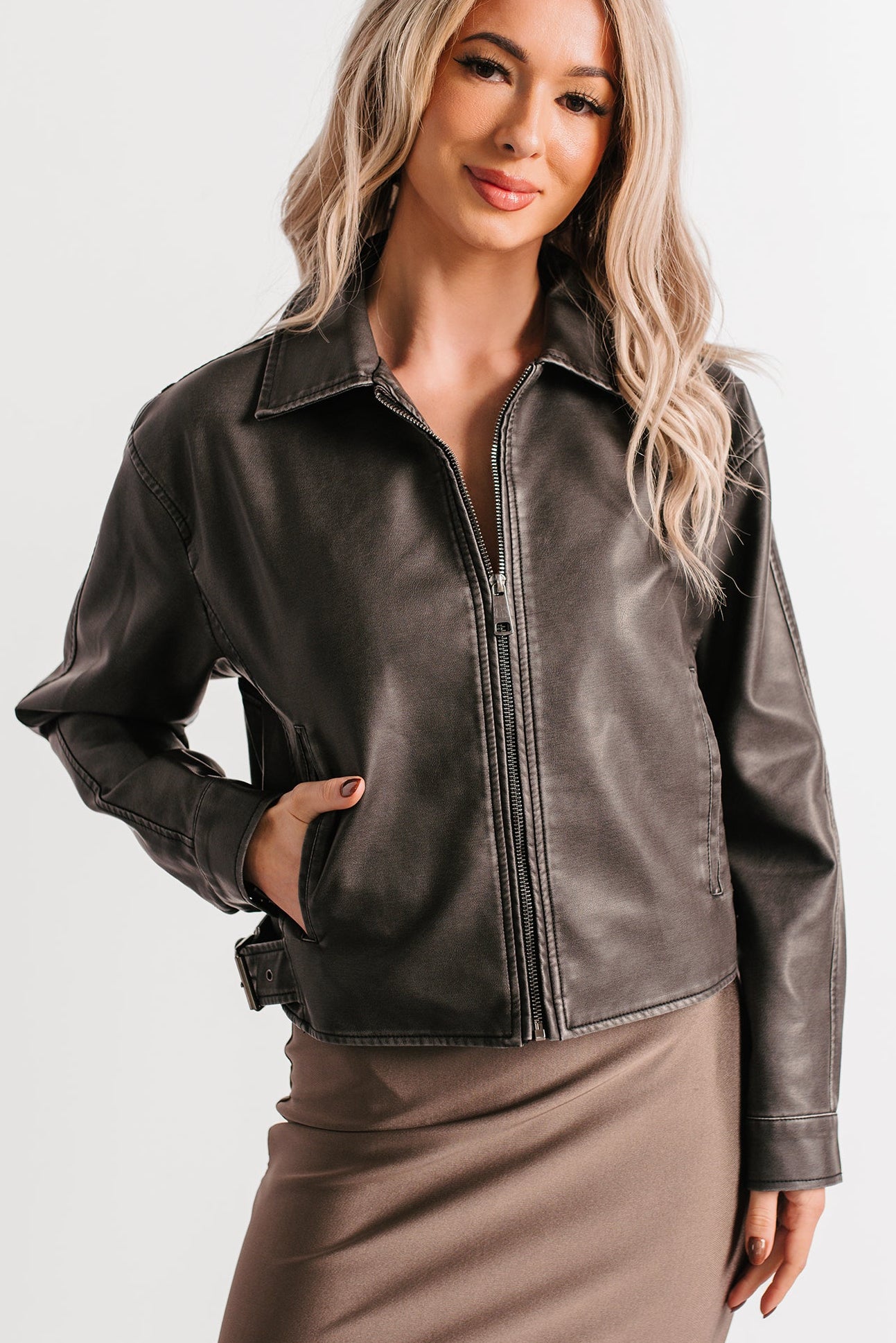 Sweet Trouble Faux Leather Zip-Up Jacket (Black) · NanaMacs