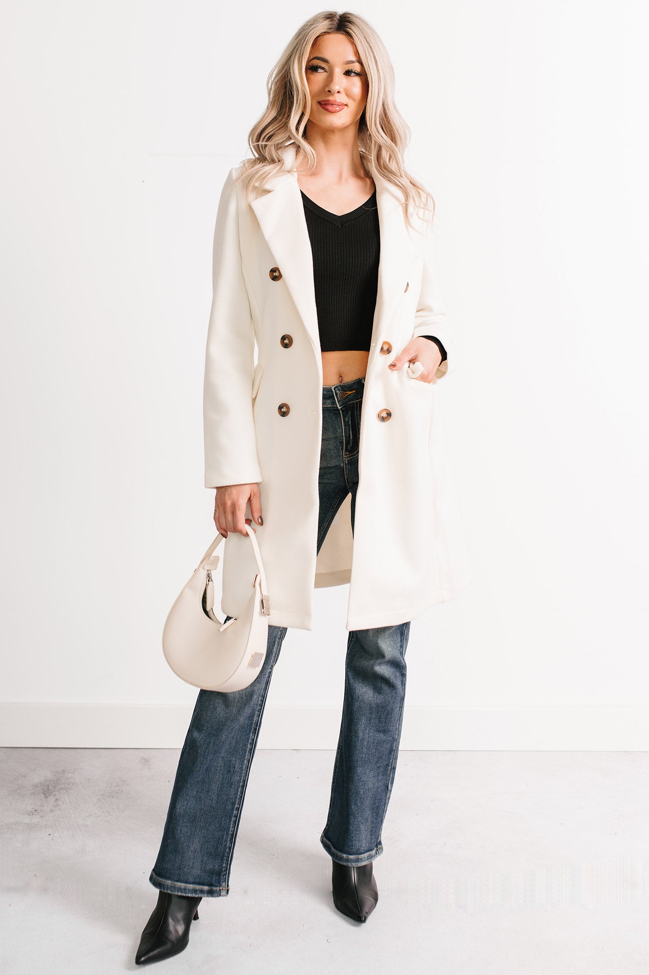 Downtown Drift Button Up Lightweight Coat (Ivory) - NanaMacs