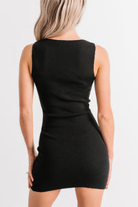 Minimally Majestic Sleeveless Mini Dress (Black) - NanaMacs