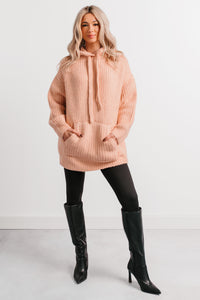 Frost Looms Oversized Sweater Knit Hoodie (Light Pink) - NanaMacs