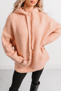 Frost Looms Oversized Sweater Knit Hoodie (Light Pink) - NanaMacs