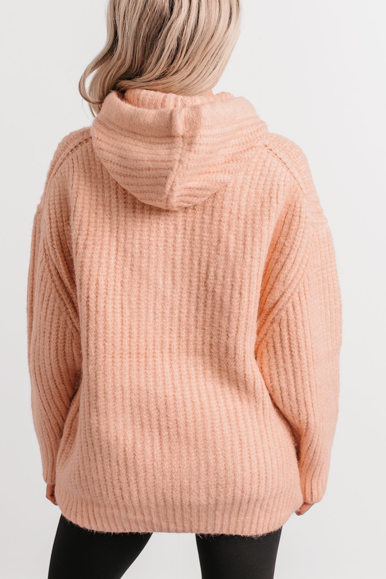 Frost Looms Oversized Sweater Knit Hoodie (Light Pink) - NanaMacs