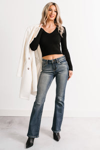 Roman Mid Rise Boot-Cut Cello Jeans (Dark Tint) - NanaMacs