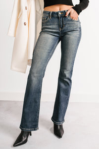 Roman Mid Rise Boot-Cut Cello Jeans (Dark Tint) - NanaMacs