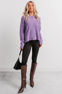 Easy Evenings Long Sleeve Knit Sweater (Purple) - NanaMacs