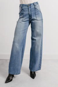 Betty Non-Distressed High Rise Wide Leg Sneak Peek Jeans (Medium Light) - NanaMacs