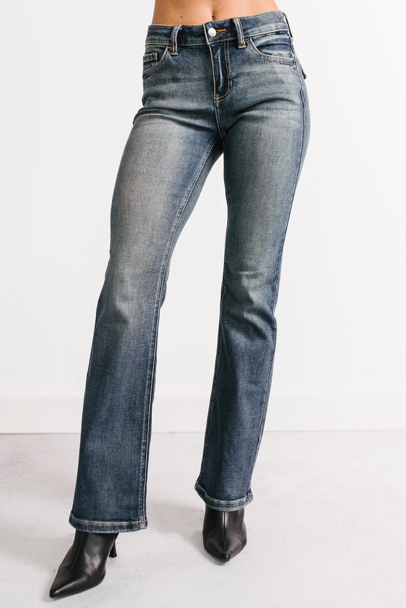 Roman Mid Rise Boot-Cut Cello Jeans (Dark Tint) - NanaMacs