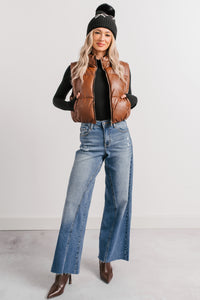 Grounded Glow Cropped Puffer Vest (Chestnut) - NanaMacs