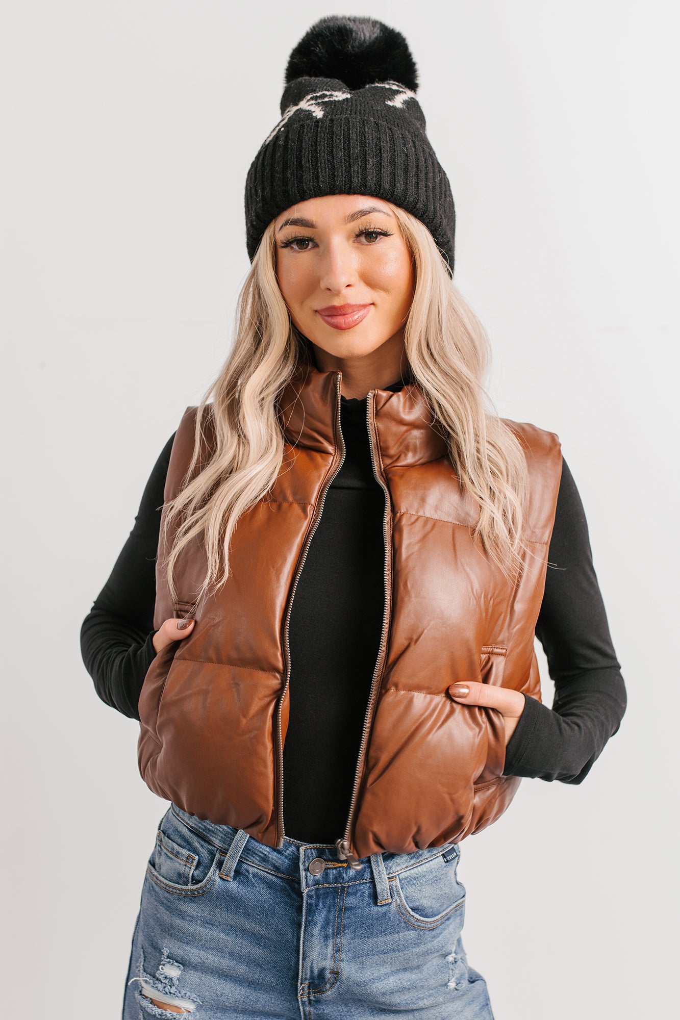 Grounded Glow Cropped Puffer Vest (Chestnut) - NanaMacs