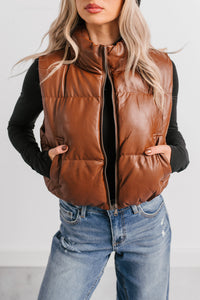 Grounded Glow Cropped Puffer Vest (Chestnut) - NanaMacs