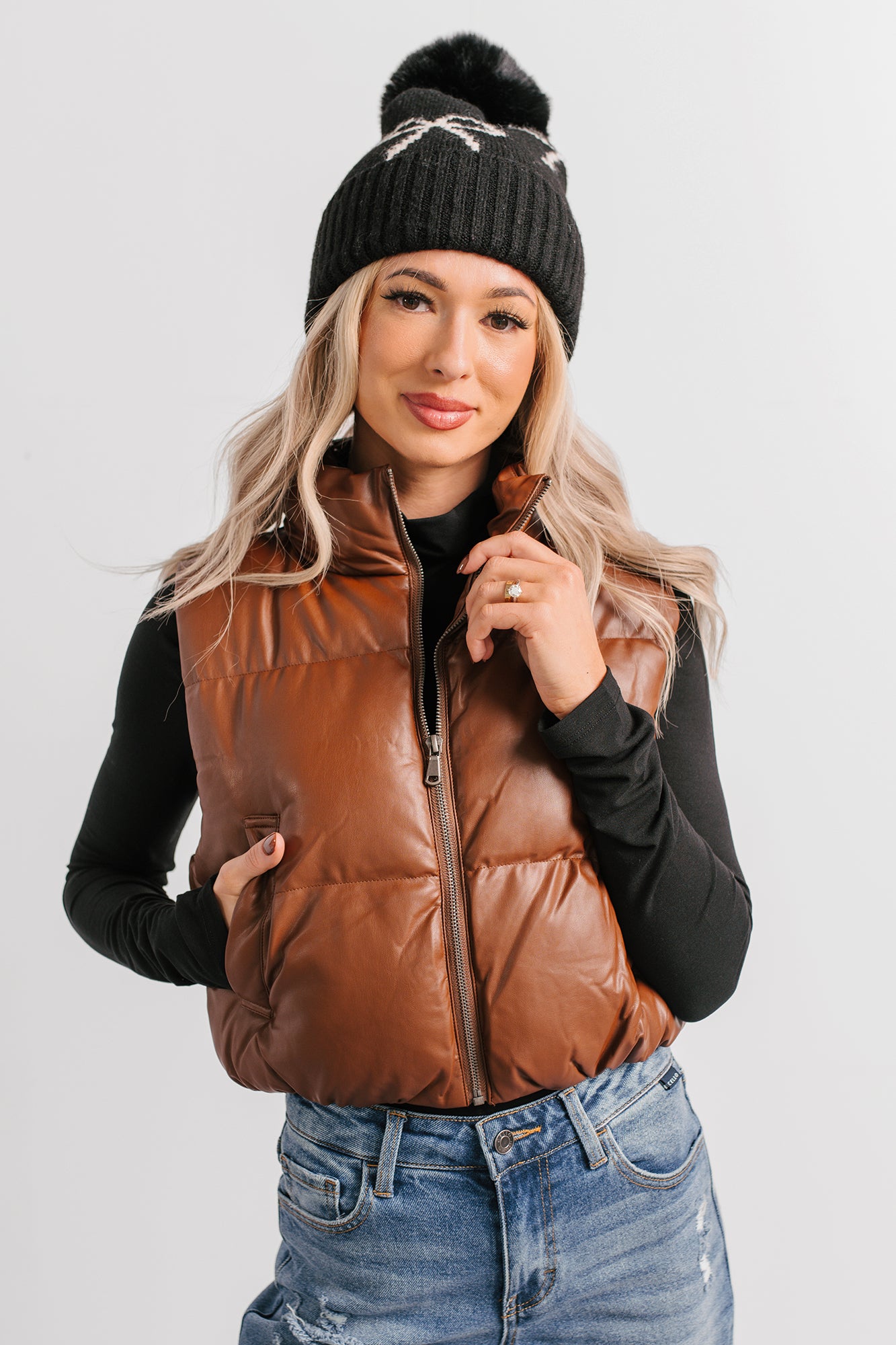 Grounded Glow Cropped Puffer Vest (Chestnut) - NanaMacs