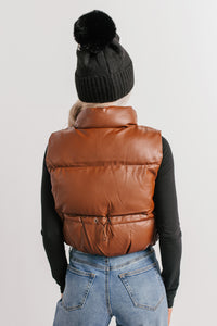 Grounded Glow Cropped Puffer Vest (Chestnut) - NanaMacs