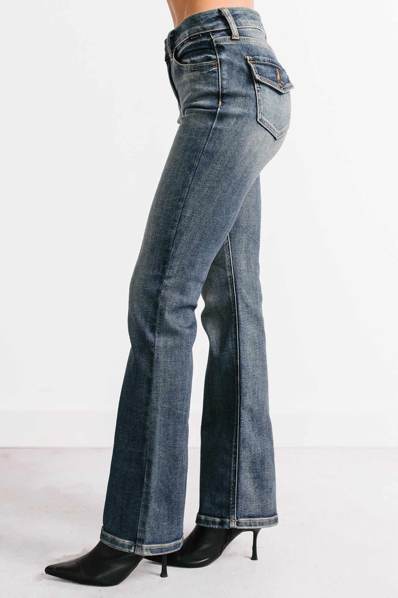 Roman Mid Rise Boot-Cut Cello Jeans (Dark Tint) - NanaMacs