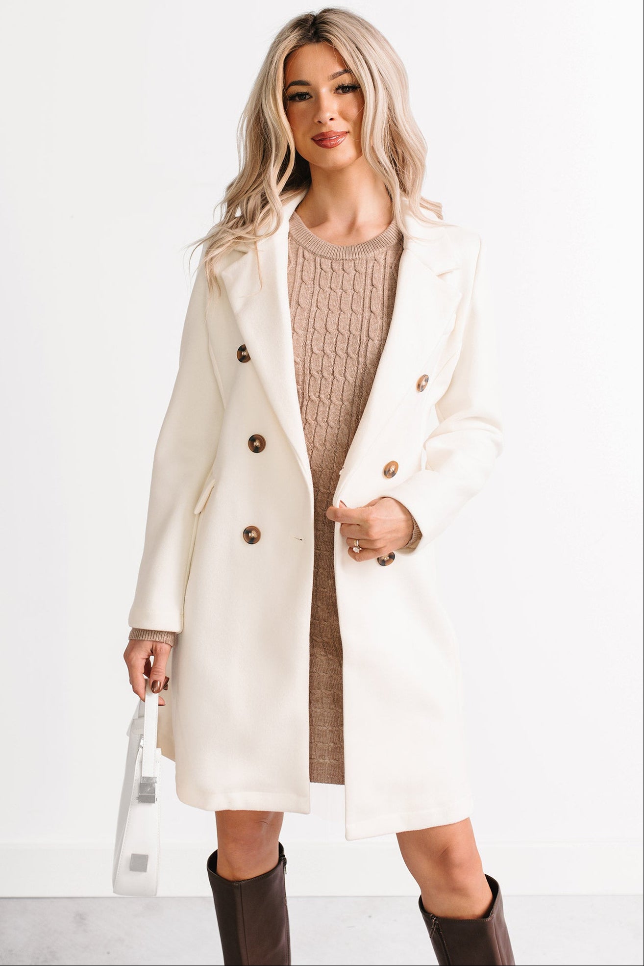 Downtown Drift Button Up Lightweight Coat (Ivory) - NanaMacs
