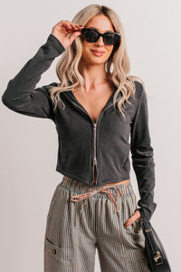 Embracing Minimal Knit Zip-Up Hoodie (Black) - NanaMacs