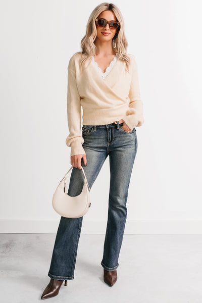She’s Sunshine V Neck Knit Sweater (Alpaca)