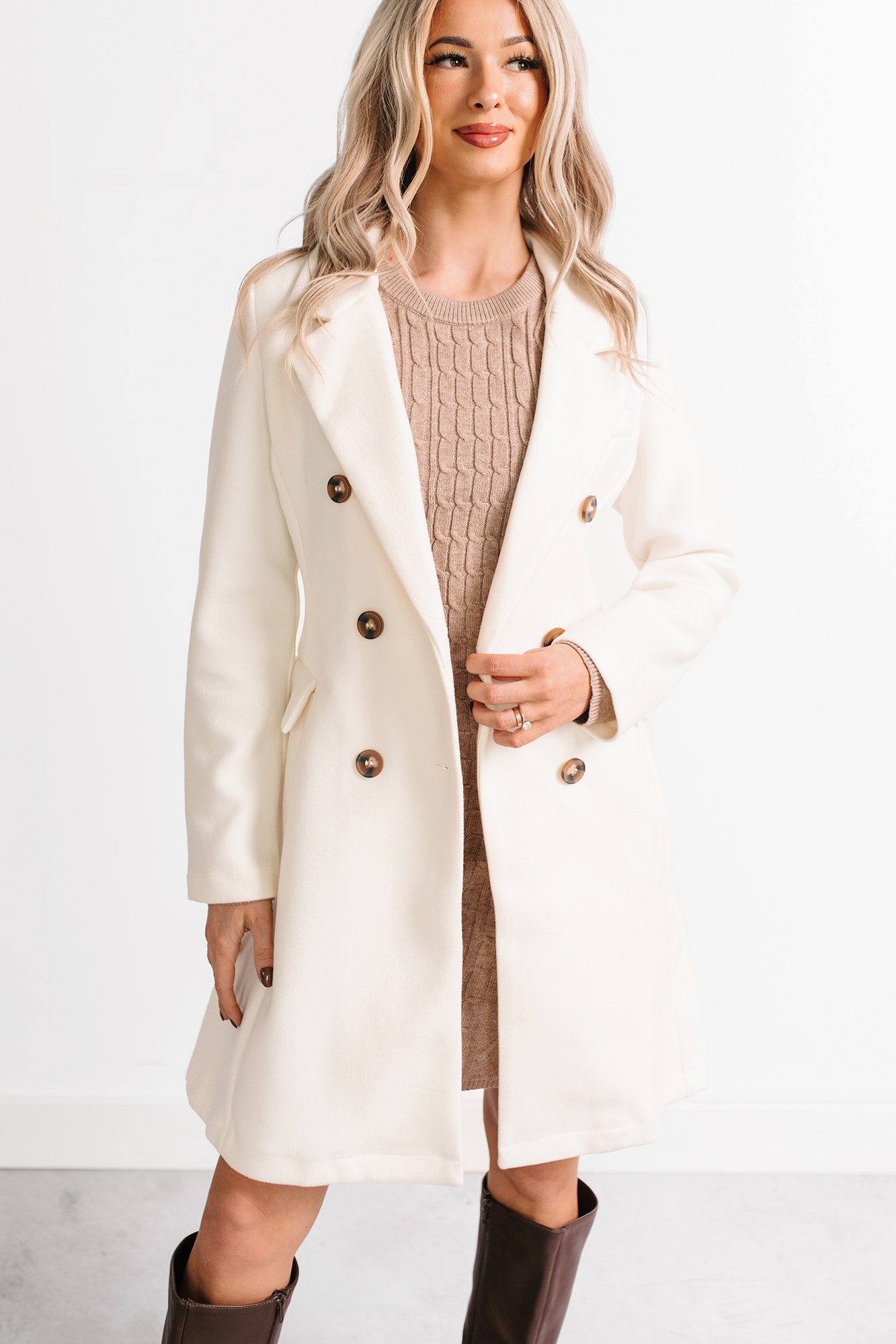 Downtown Drift Button Up Lightweight Coat (Ivory) - NanaMacs