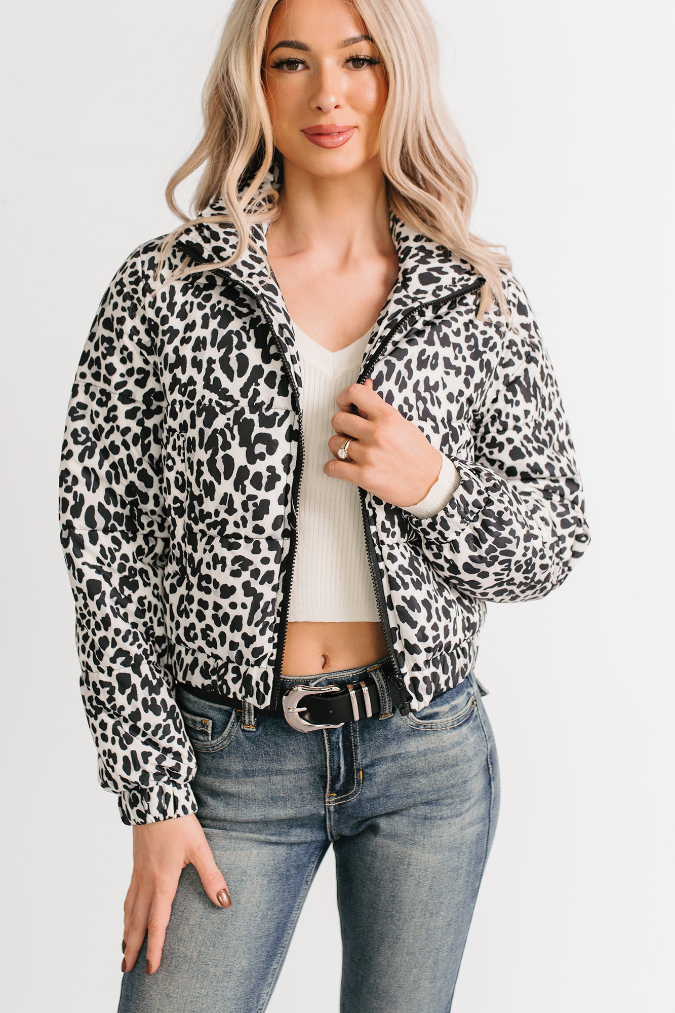 Wildly Warm Leopard Print Puffer Jacket (Black) - NanaMacs