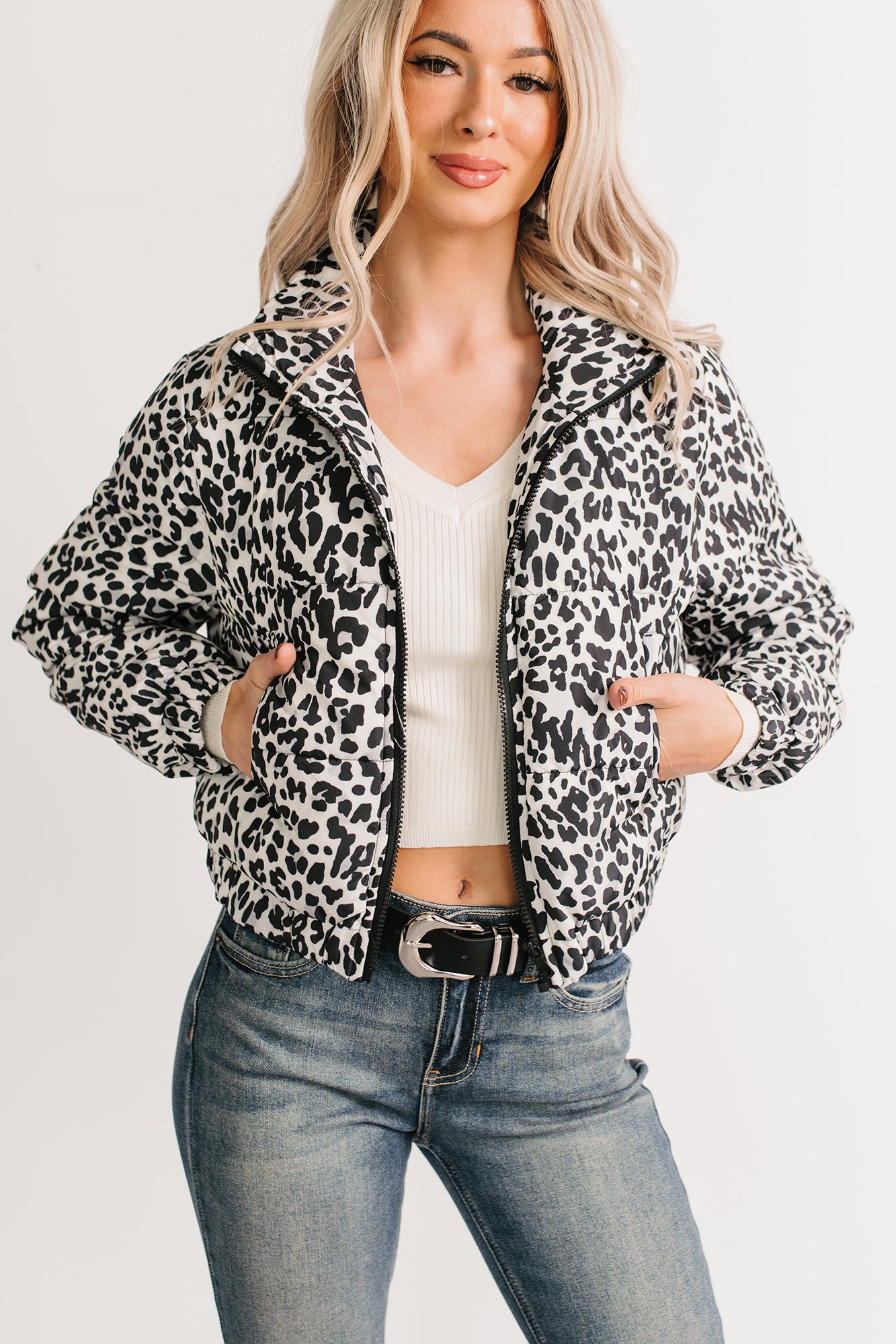 Wildly Warm Leopard Print Puffer Jacket (Black) - NanaMacs