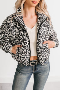 Wildly Warm Leopard Print Puffer Jacket (Black) - NanaMacs