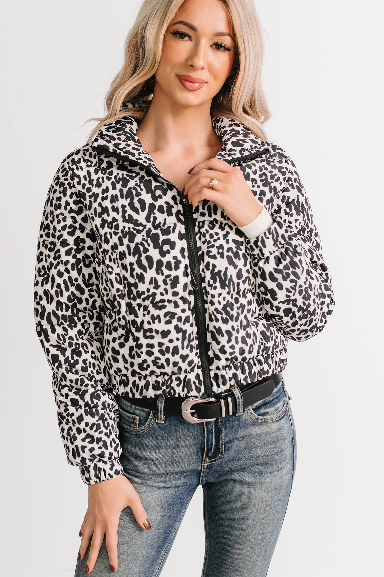Wildly Warm Leopard Print Puffer Jacket (Black) - NanaMacs
