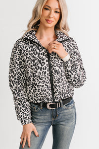 Wildly Warm Leopard Print Puffer Jacket (Black) - NanaMacs