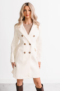 Downtown Drift Button Up Lightweight Coat (Ivory) - NanaMacs