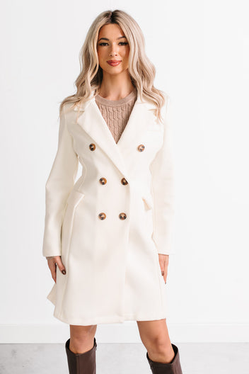 Downtown Drift Button Up Lightweight Coat (Ivory) - NanaMacs