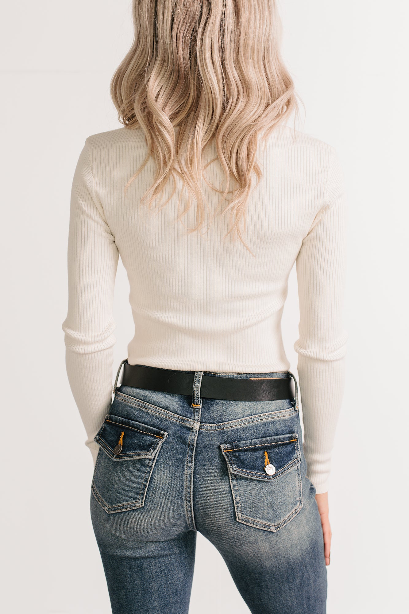 Born Sweet V Neck Ribbed Knit Top (Cream) - NanaMacs