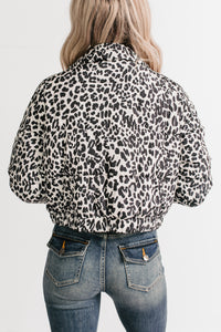 Wildly Warm Leopard Print Puffer Jacket (Black) - NanaMacs