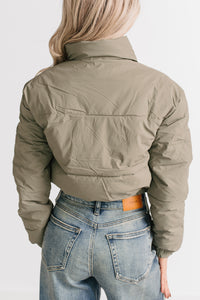 Night Shift Mock Turtleneck Zip-Up Puffer Jacket (Olive) - Ships by 12/10 - NanaMacs